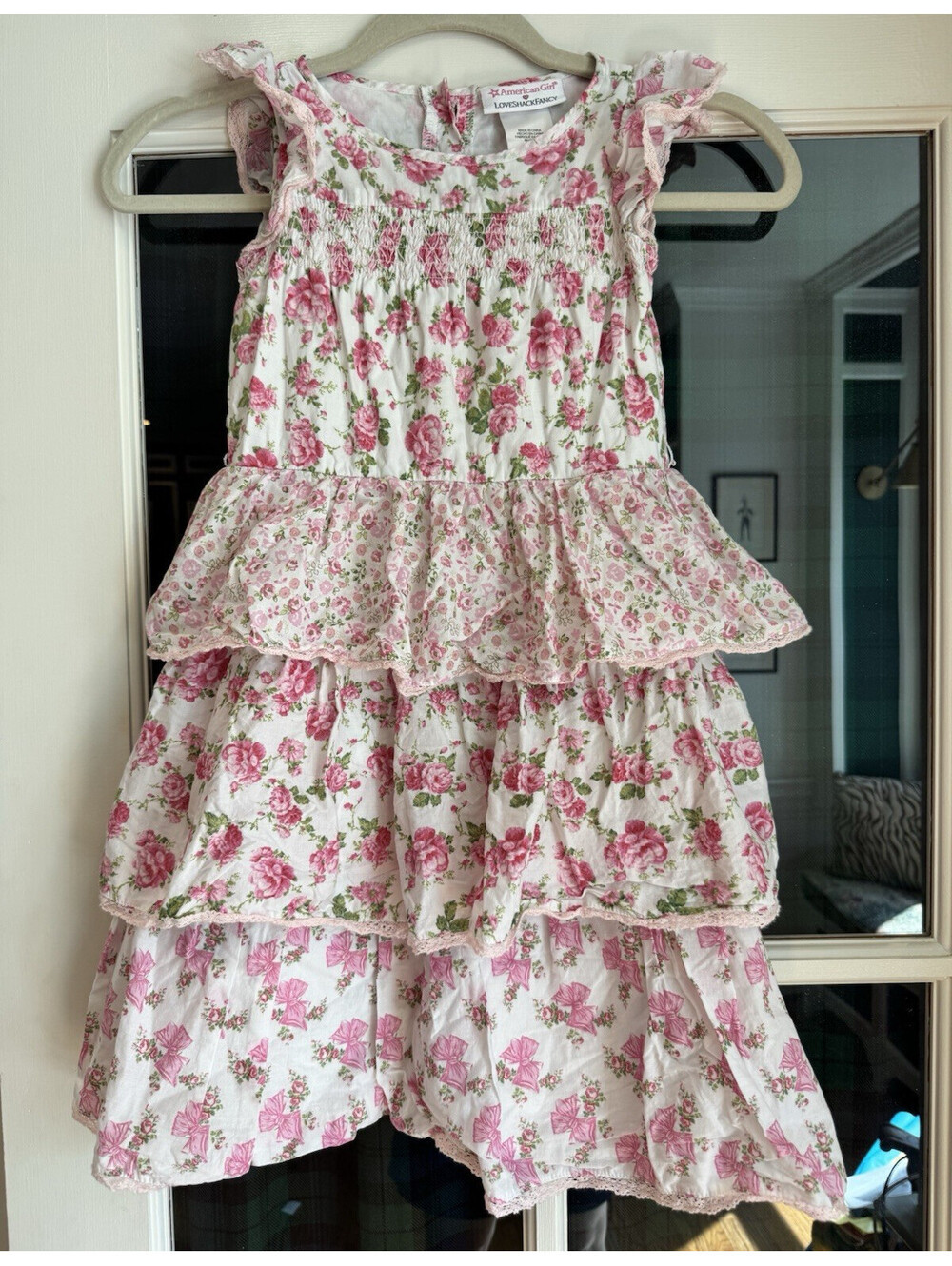 American Girl x LoveShackFancy Pink Floral Smocked Party Girls Dress Size 5